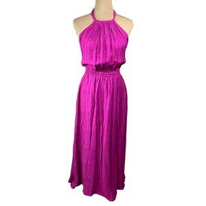 New Frnch Paris Alisier Halter Maxi Dress Fuchsia S Small Pink